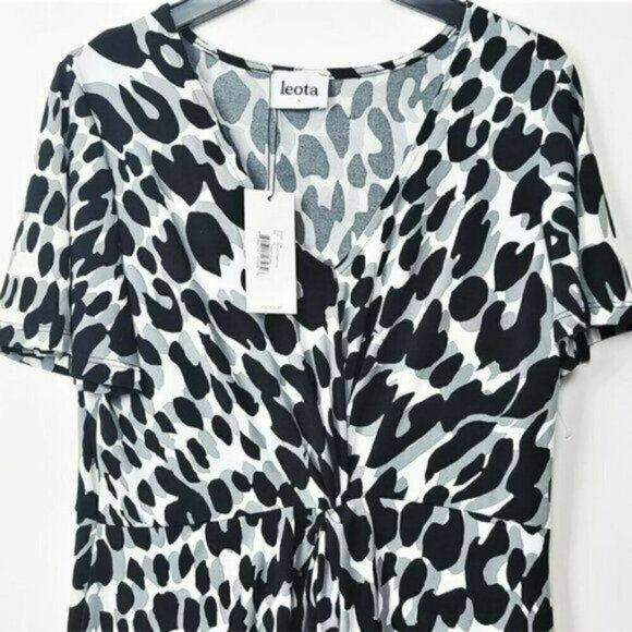 NWT Leota Women's Plus Betty Twist Front Leopard Print Midi Dress - Picture 4 of 6